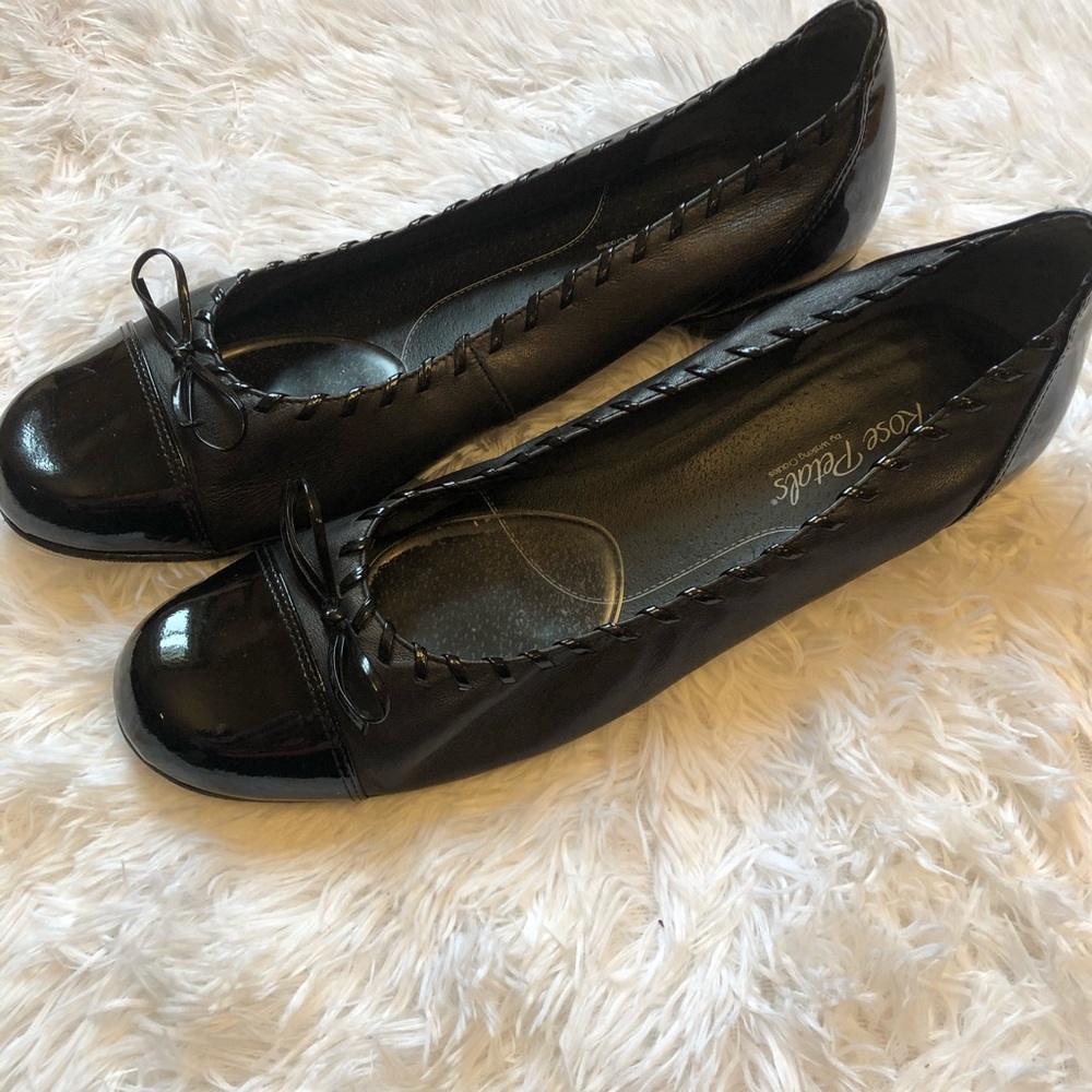 Rose Petals by Walking Cradles Black Bow Tie flats